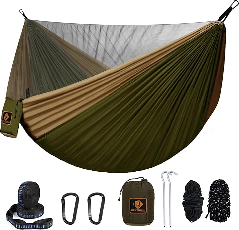 Camping Hammock with Mosquito Net and Tree Straps - Portable Lightweight Nylon P