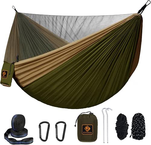 Camping Hammock, Portable Hammocks with Mosquito Net,Lightweight Nylon Parachute Hammock