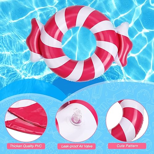 Miniatura 3 de MoKo Flotadores inflables para piscina, paquete de 2 bonitos anillos de natación de caramelos, para piscina, fiesta, flotador al aire libre,