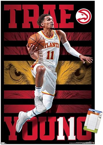 Vista 58 de Trends International NBA Atlanta Hawks - Póster de pared de Trae Young 20, 34 pulgadas de largo x 22.4 pulgadas, versión enmarcada en negro Versión