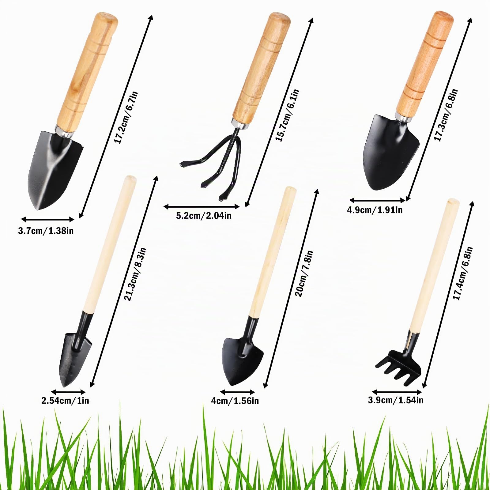 Juego de herramientas de jardín, 6 piezas de pala de jardín, pequeño juego de herramientas de jardín, mini pala para utensilios de jardín como flores, plantas, trasplantar y aflojar la tierra