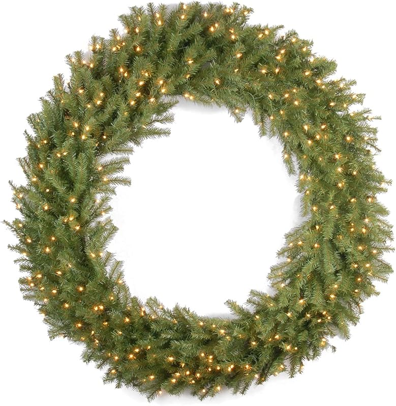 National Tree Company Corona navideña artificial de abeto Norwood preiluminada de 60 pulgadas | 300 Luces Claras, 882 Puntas, Decoración Navideña Artificial, Verde