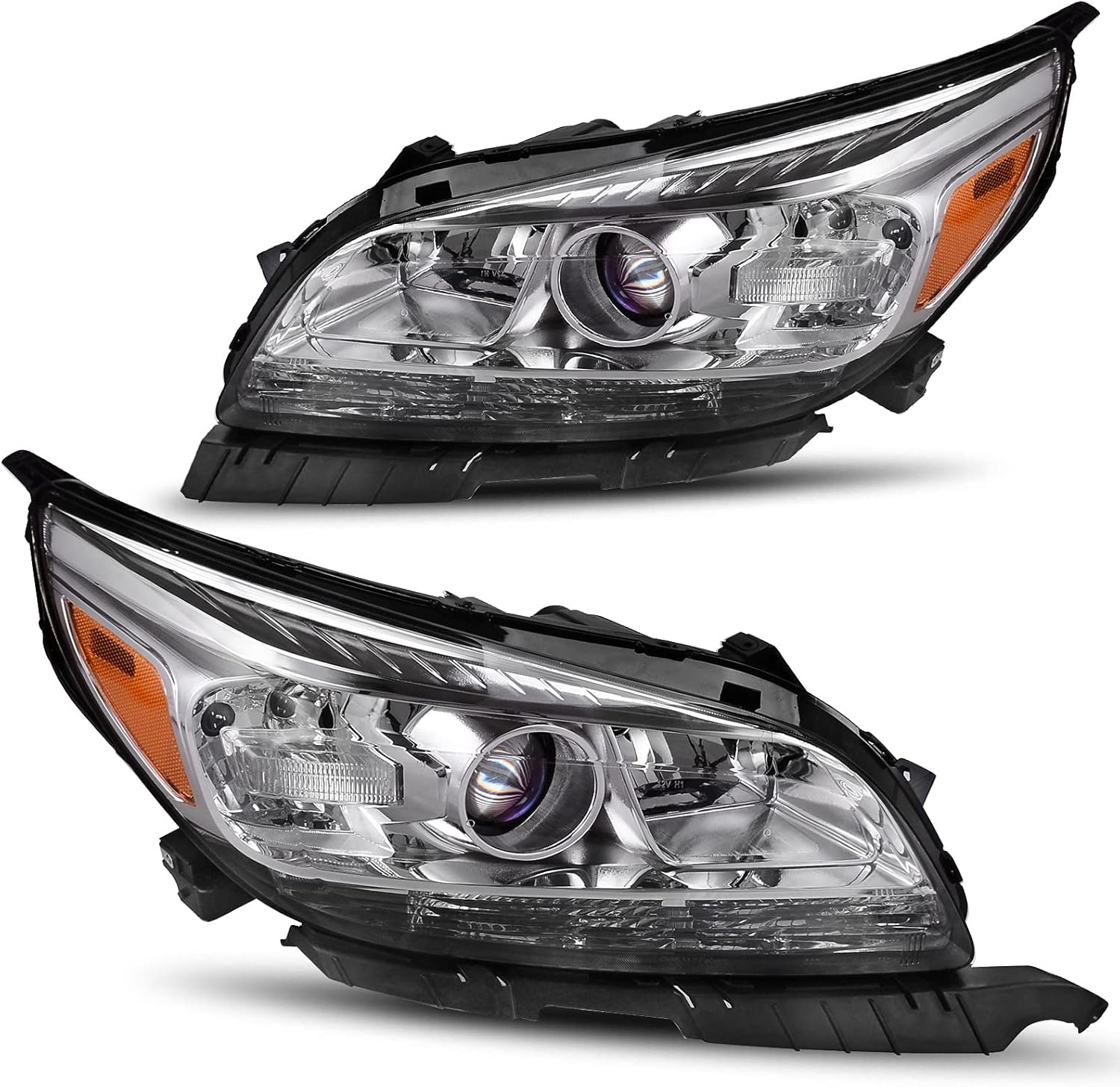 DWVO Headlights Assembly Compatible with 13-15 2013-2015 Chevy Malibu Headlamp Replacement Pair Driver and Passenger Side (Only for Halogen Headlight)