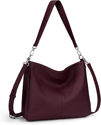 befen Bolsos cruzados de piel auténtica para mujer, bolso grande tipo hobo con 2 correas