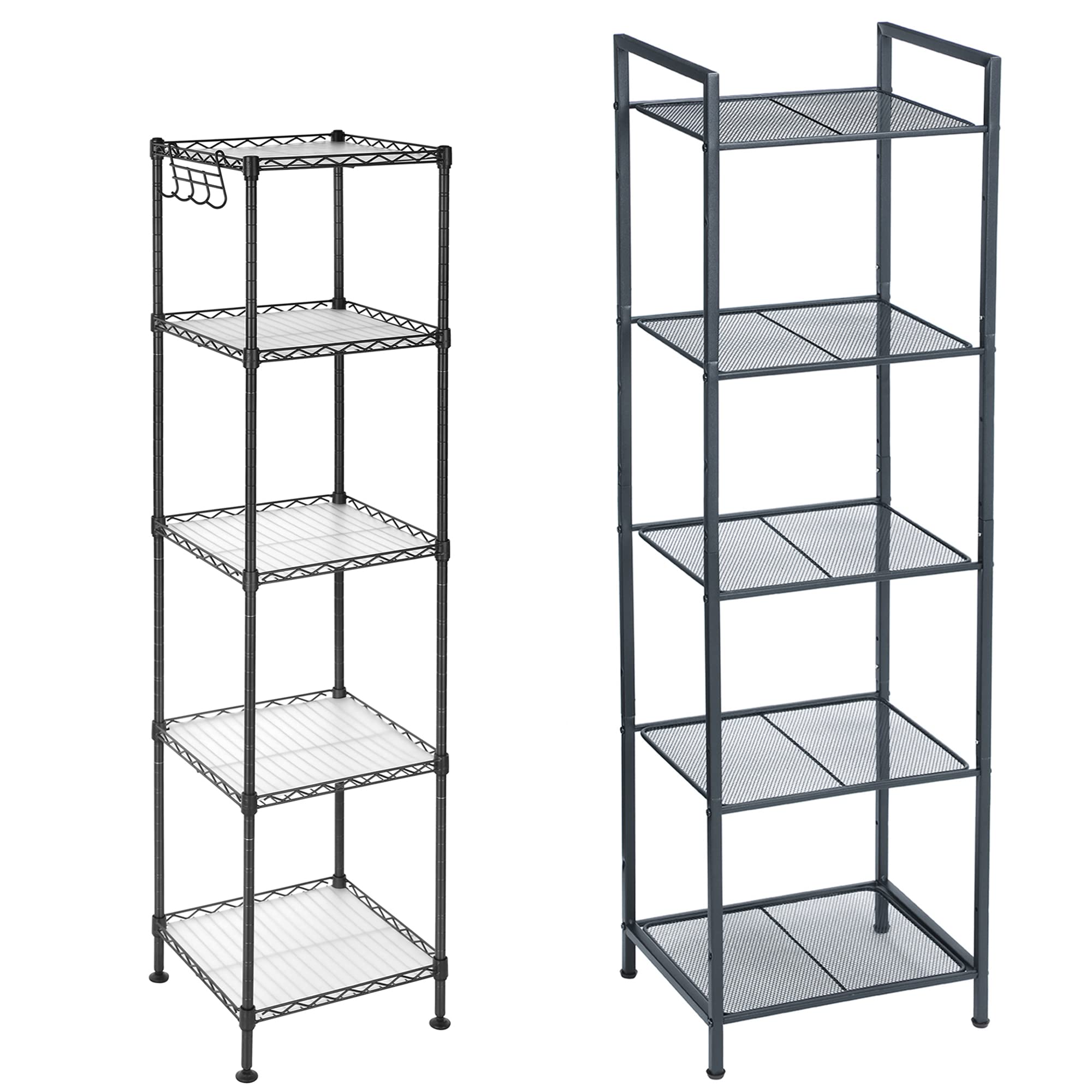 SONGMICS 5Tier Storage Rack and Bathroom Rack Bundle, Industrial Style