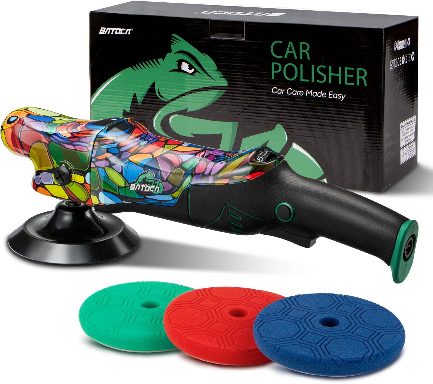 BATOCA P2 Pulidora de Coche 1000W Alto Par - Rotativa 150mm Profesional para Corrección de Pintura - Antivibración, Cable Extraíble 8m, 6 Velocidades 1000-3800 rpm - Barco, Caravana, SUV