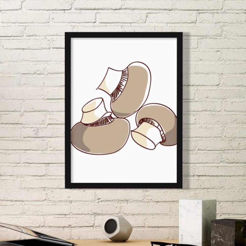 Cadre photo bois noir rectangle illustration champignon art
