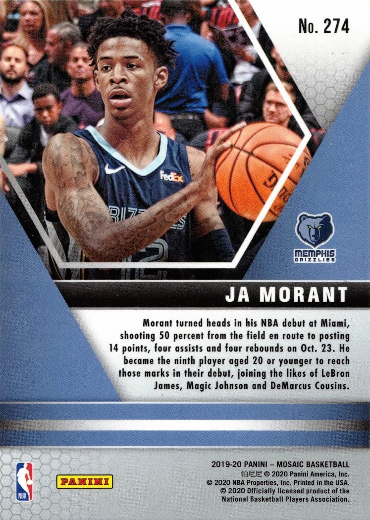 Amazon.com: 2019-20 Panini Mosaic Basketball #274 Ja Morant Rookie