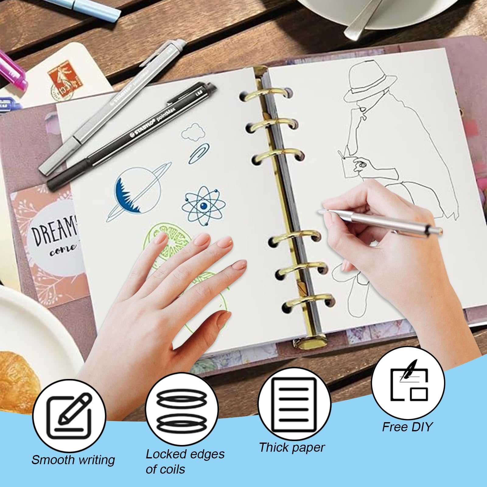 Carta Ricaricabile A5 A Righe - 180 Fogli Sciolti, 6 Fori | Per Raccoglitori E Diari - Foto 8