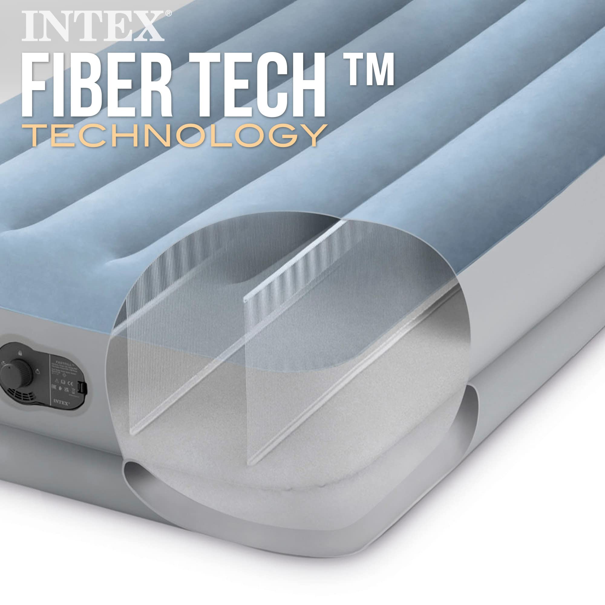 Intex Twin Dura-Beam Comfort Luftbett mit Fastfill USB-Pumpe, aufgeblasene Größe: 99 cm x 191 cm x 36 cm (64157)