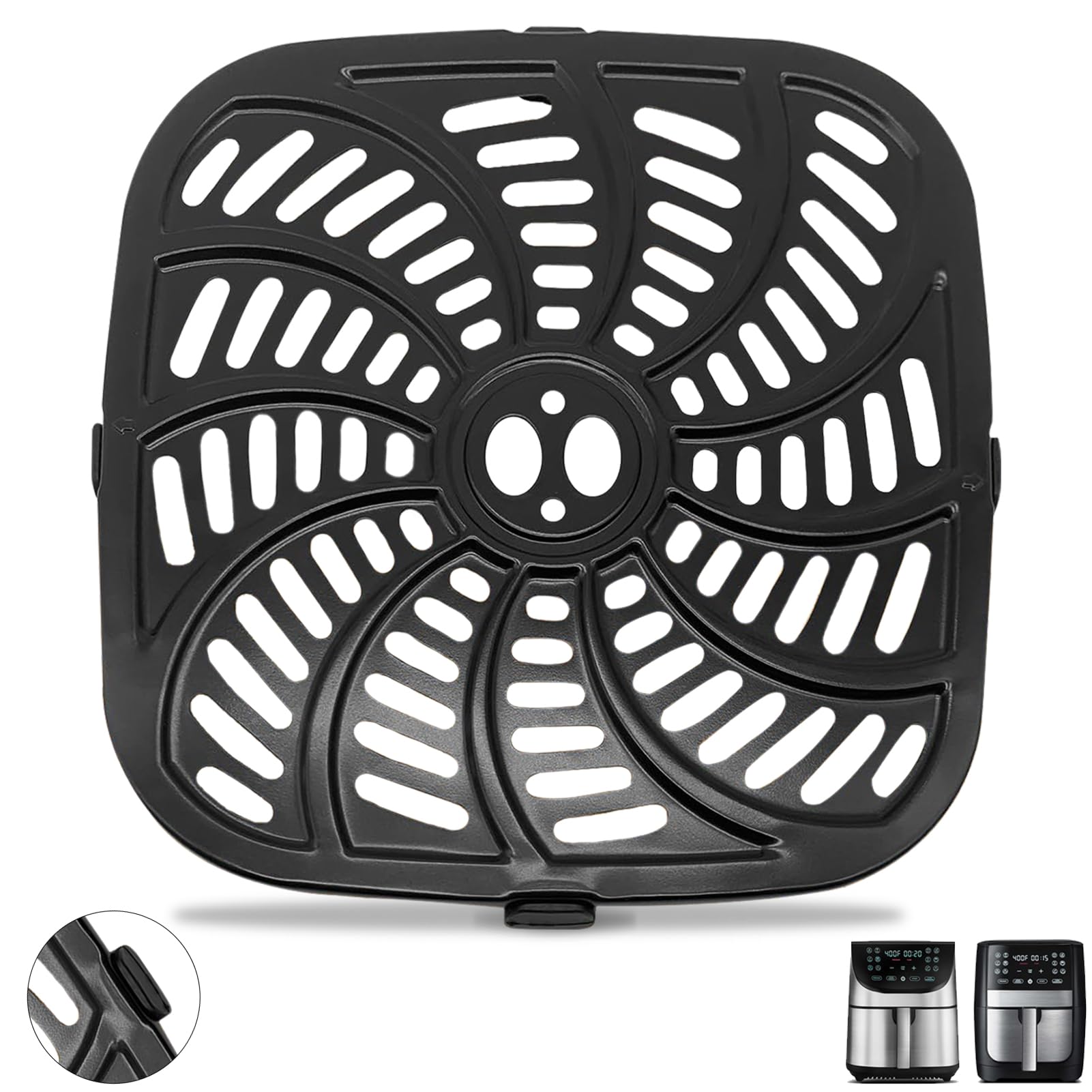 GWYXC Air Fryer Replacement Parts for Gourmia GAF856 GAF826, Nonstick 9.8''*9.8'' Square Air Fryer Accessories Rack Tray Grill Pan Grill Plate Crisper Plate