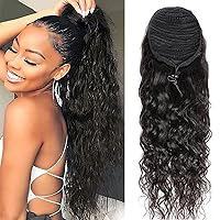 Vista 23 de Extension de cola de caballo con clip, rizada y ondulada, cabello humano, envuelve rizado ondulado con pasta mágica, 10A, cabello virgen brasileño