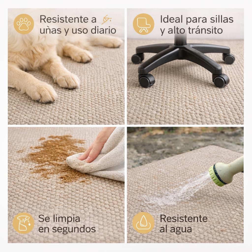 DECASATEXTIL - Alfombra Vinilica - Alfombra Salon Cocina - Antideslizante Resistente, Impermeable, Lavable - Compatible con Robot Aspirador - Variedad de Tamaños y Diseños(60cm x 120cm ALV-TOFE)