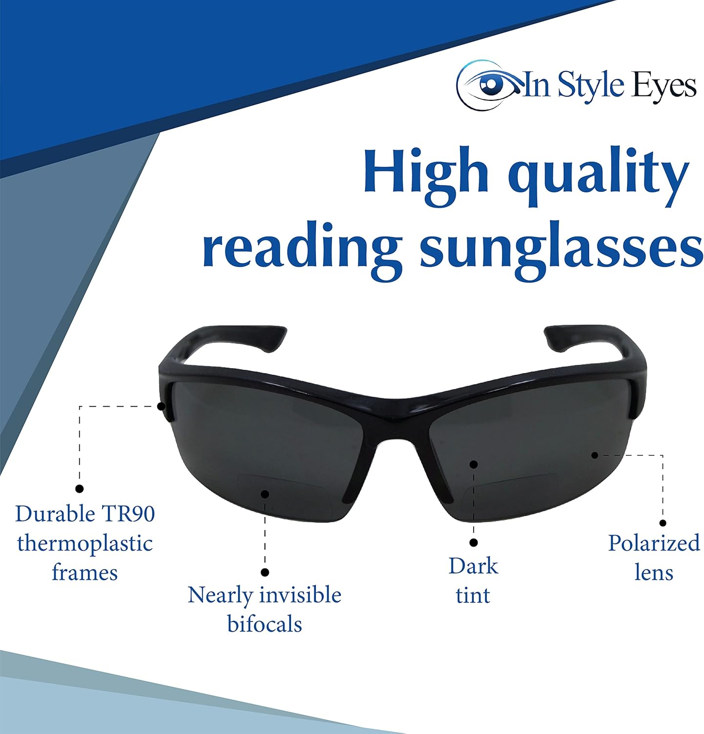 In Style Eyes Magnificent Mawi Wrap Around Bifocal Sunglasses - Semi-rimless Frame Reading Glasses - Polarized Lens - Image 3