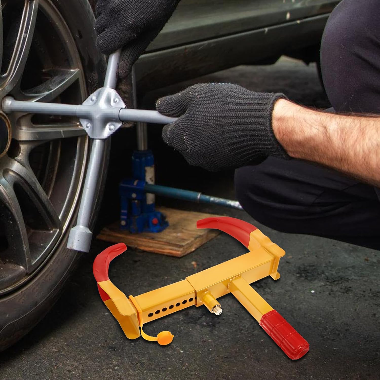 Heavy-Duty Wheel Lock Clamp for ATV Cars Trailers Motorcycles Sturdy Anti-Theft Security Device Portable and Easy to Use Golf Cart Wheel Lock