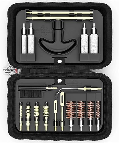 Marksman Precision Kit de limpieza de pistola compacto - Jags de latón - Revólver de pistola calibre 22 0354in 357 38 380 40 0394in 44 y 45 - Barril