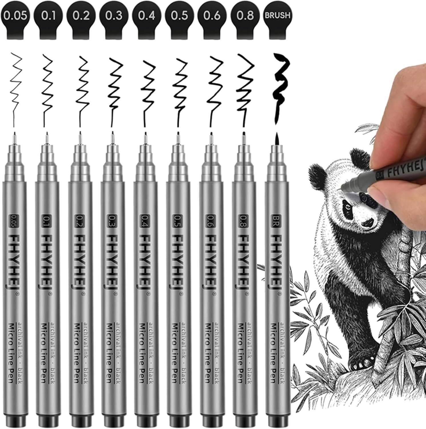 Micro Fineliner Drawing Art Pens: 6 Black Fine Line Ink Set Artist Supplies Archival Inking Markers Liner Professional Sketch Outline Anime Sketching Artist Illustration Watercolor