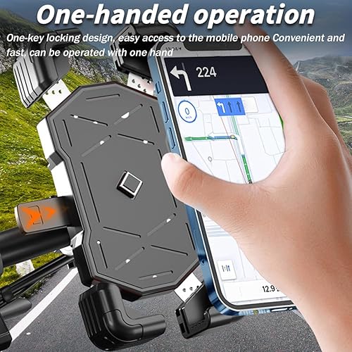 Miniatura 4 de AUCELI Soporte de teléfono para motocicleta, ABS de liberación rápida para teléfonos de 4.7 a 7.2 pulgadas, antivibraciones con clip giratorio de