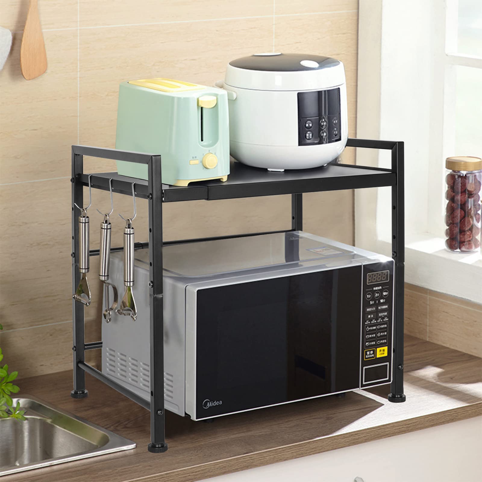 Support Four à Micro-Ondes Extensible Organisateur de Rangement Cuisine Support Four à Micro-Ondes Extensible Organisateur de Rangement Cuisine