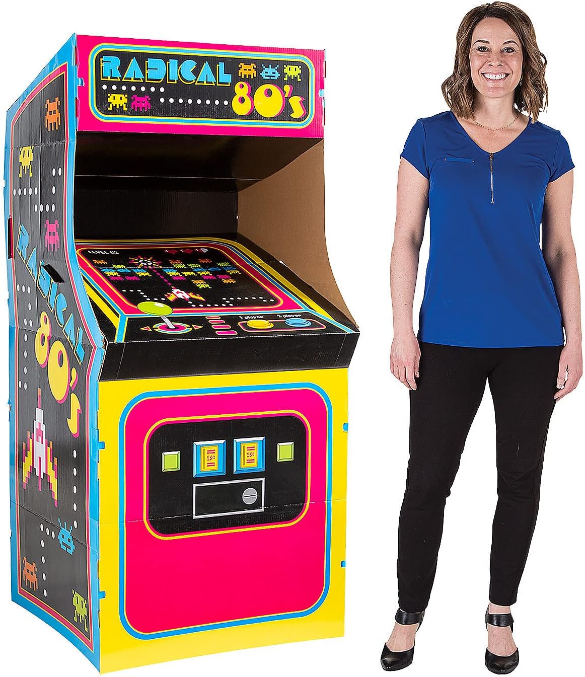 Fun Express 3D Arcade Game Cardboard Stand-Up Decoration - Life Size Photo Booth Props for 80s Party Decorations | Retro Gaming Birthday Supplies for Video Game Theme Events