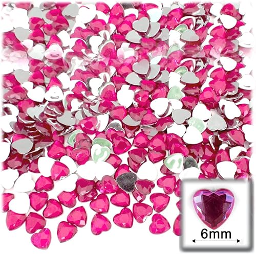 Miniatura 7 de 144 diamantes de imitación corazón de 0.236 in - parte trasera plana rojo rubí rojo