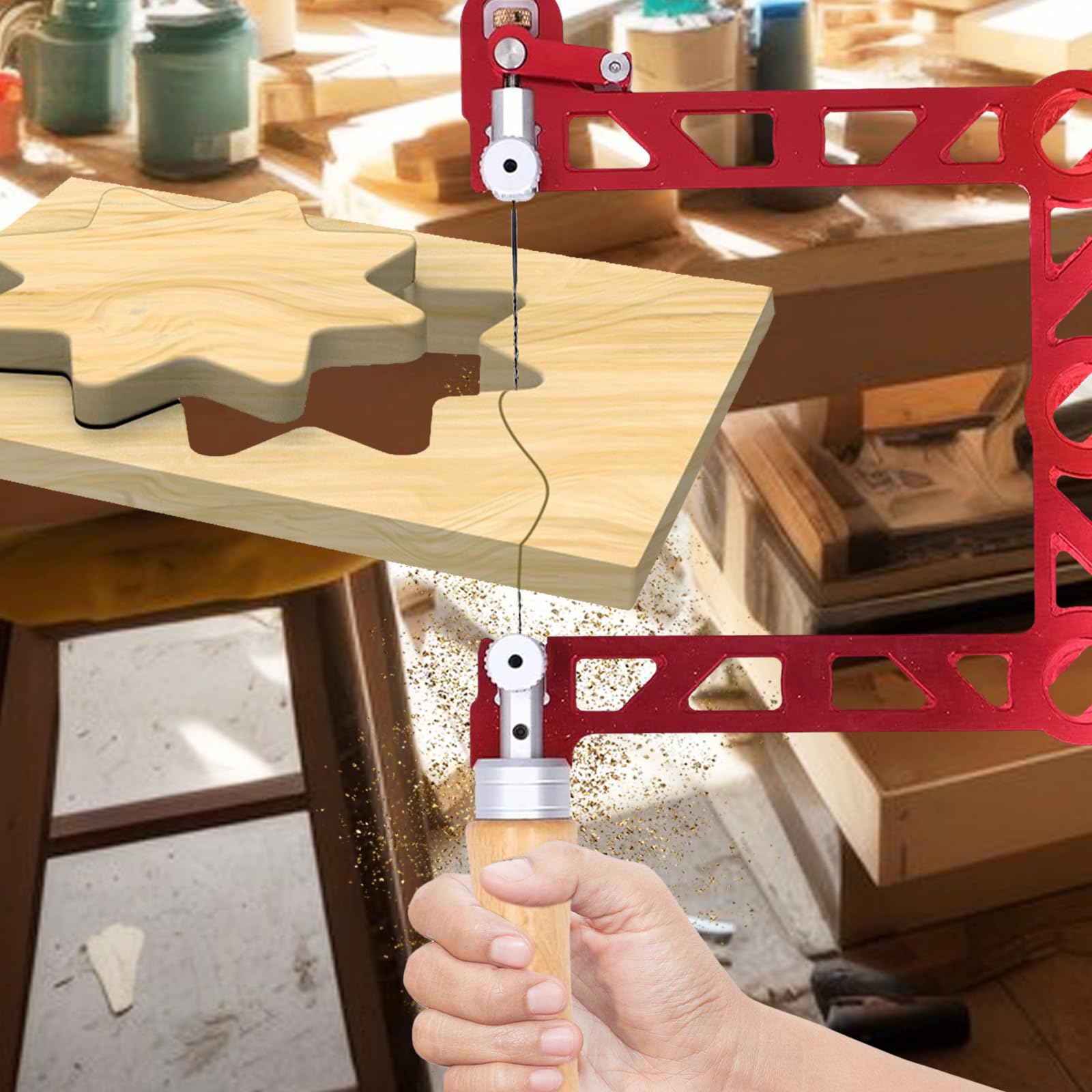 Laubsäge 5in mit Laubrahmen und 13 Ersatzblätter, multidirektionales Schneide-Handwerkzeug