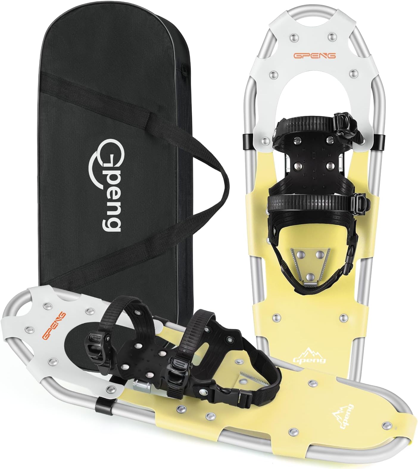 Gpeng Snowshoes for Men Women Youth Kids, Light Weight Aluminum Snow Shoes with Trekking Poles, Crampon Protector and Carrying Tote Bag (Navy Blue, 21 inch)