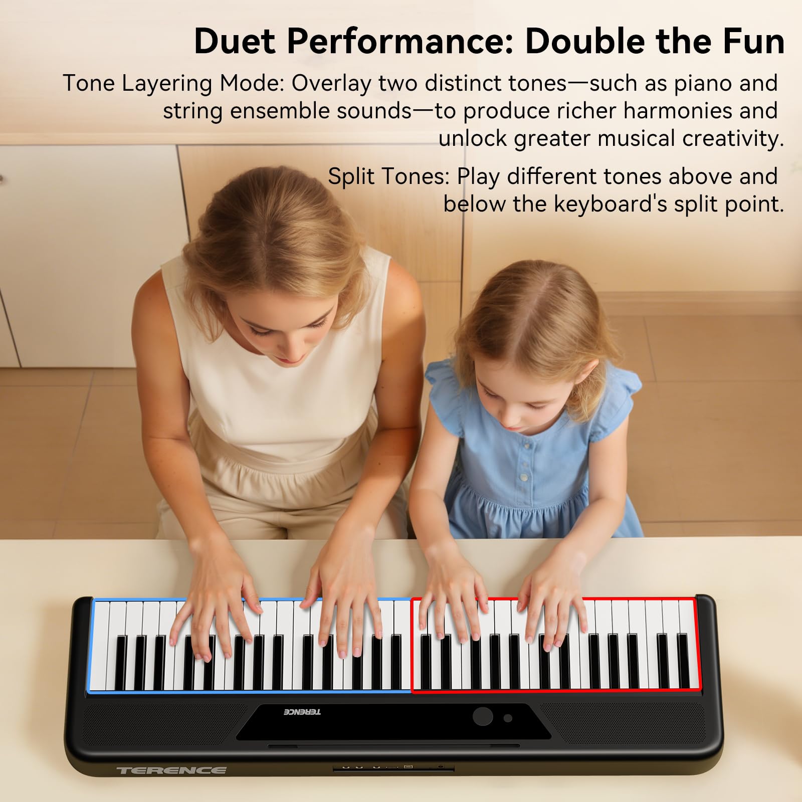 TERENCE Keyboard Piano 61 Tasten Klavier mit Ständer – Tragbares E-Piano für Kinder & Erwachsene 10W Lautsprecher Touch Response 128 Klänge Metronom & Aufnahmefunktion
