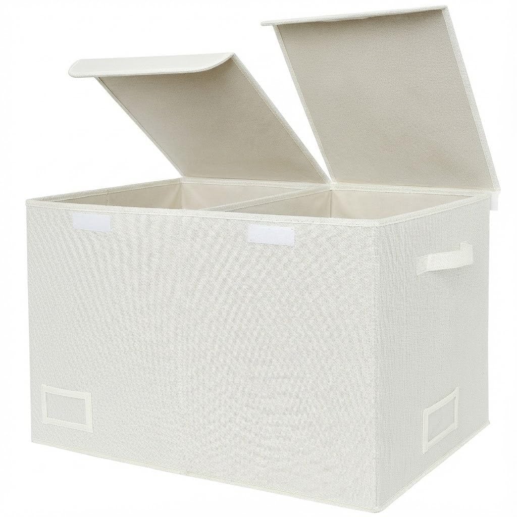 GRANNY SAYS Extra Large Storage Box, Pack of 1 Toy Storage Box, Foldable Boxes with Lid, Toy Baskets for Kids, White Toys Chest for Organising Baby Child's Living Room Toys and Stuff