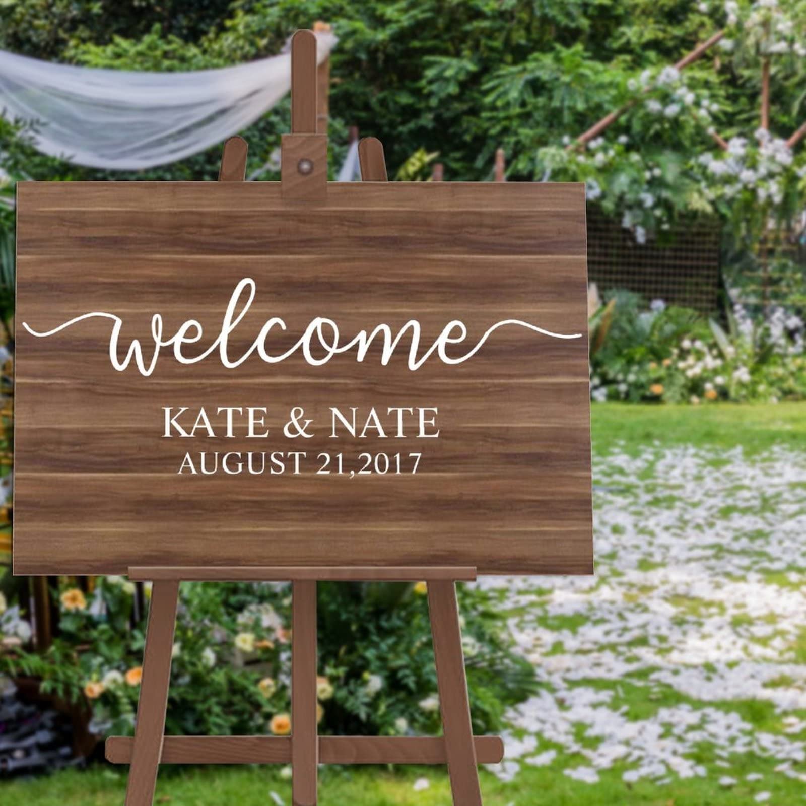 Panneau de bienvenue de mariage en bois pour cérémonie champêtre