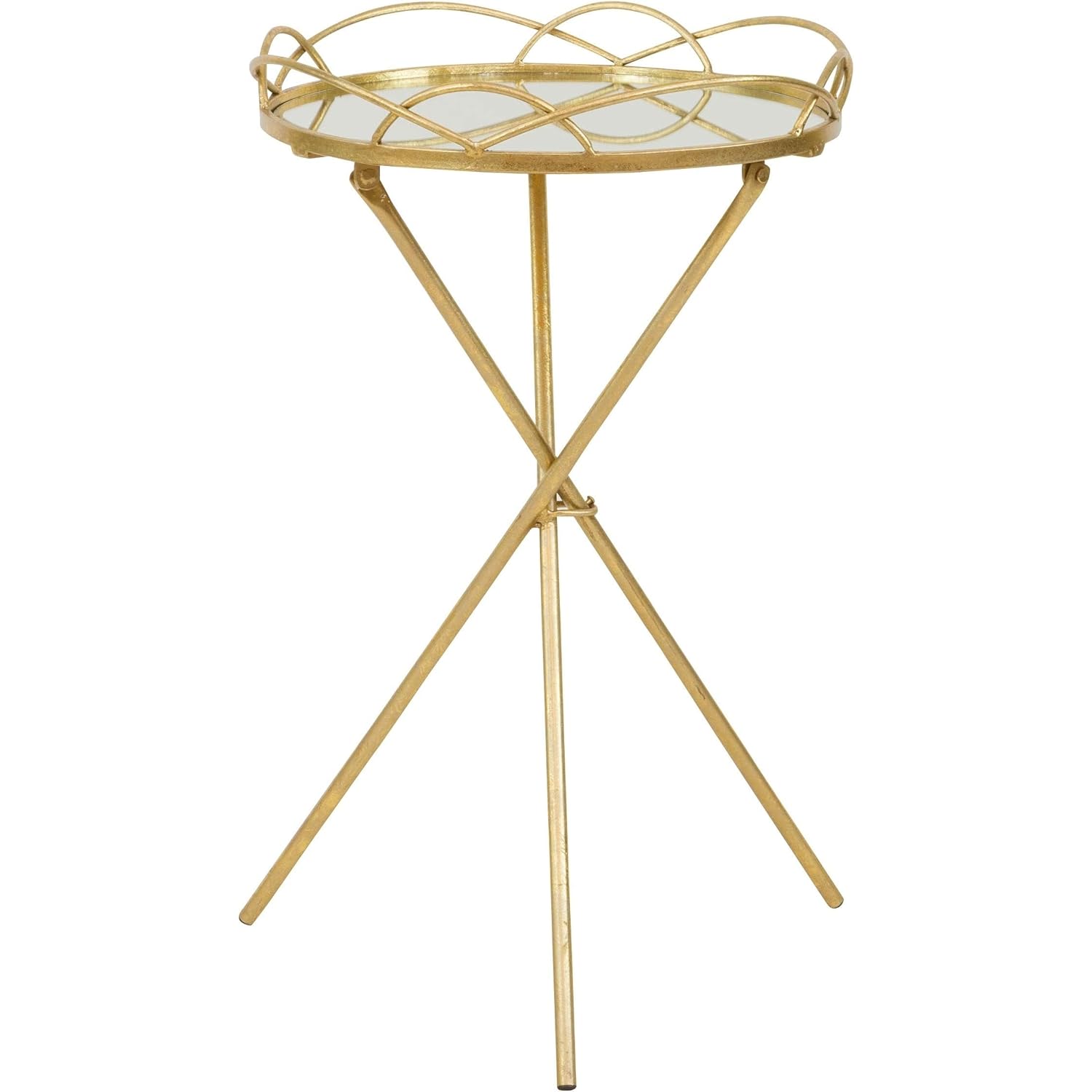 Gold Accent Table Traditional Transitional Round Metal