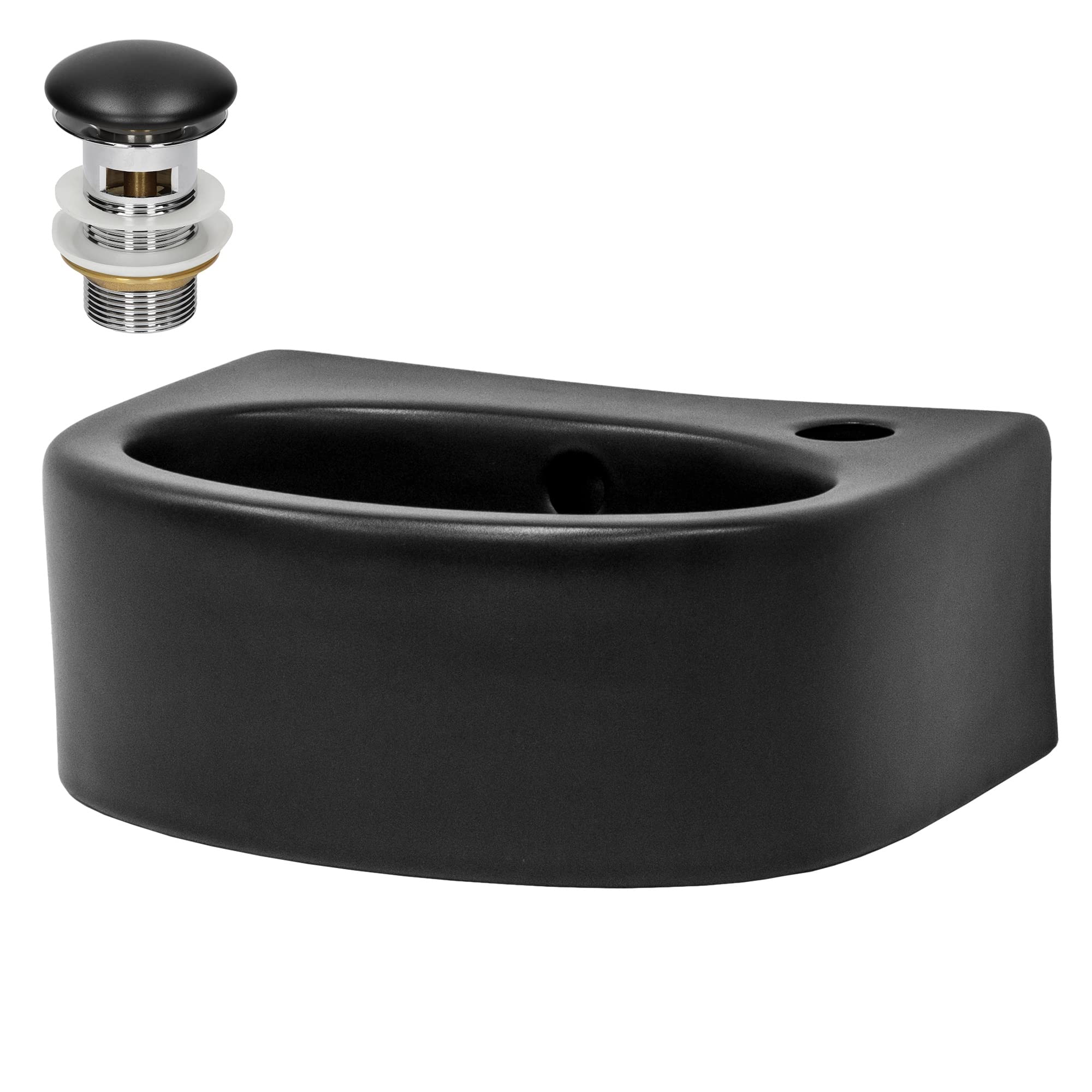 ML-Design Lavabo de Cerámica Negro Mate Redondo Ø 280 x 150 mm Con Agujero De Desagüe Lavamanos Moderno De Encimera Sobremesa De Superficie Pila Para Baño Aseo Fregadero Diseño Minimalista — view 41