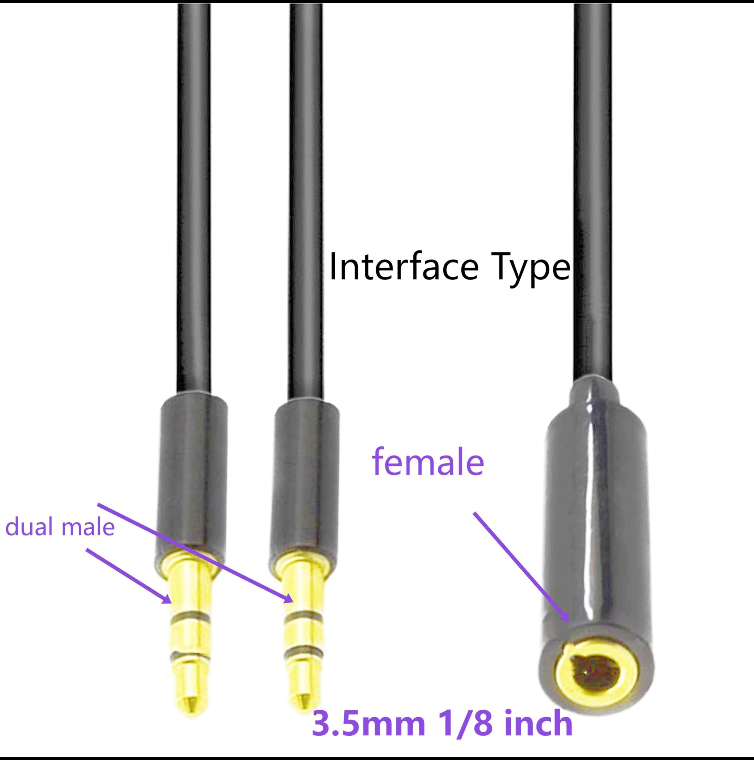 3,5 mm 1 Buchse auf 2 Stecker, Stereo-Kopfhörer, Audio-Adapter, Splitter, 3,5 mm TRS Y-Splitterkabel, vergoldete Klinke für Kopfhörer, PC, Smartphone, MP4-Lautsprecher, 50 cm, Schwarz