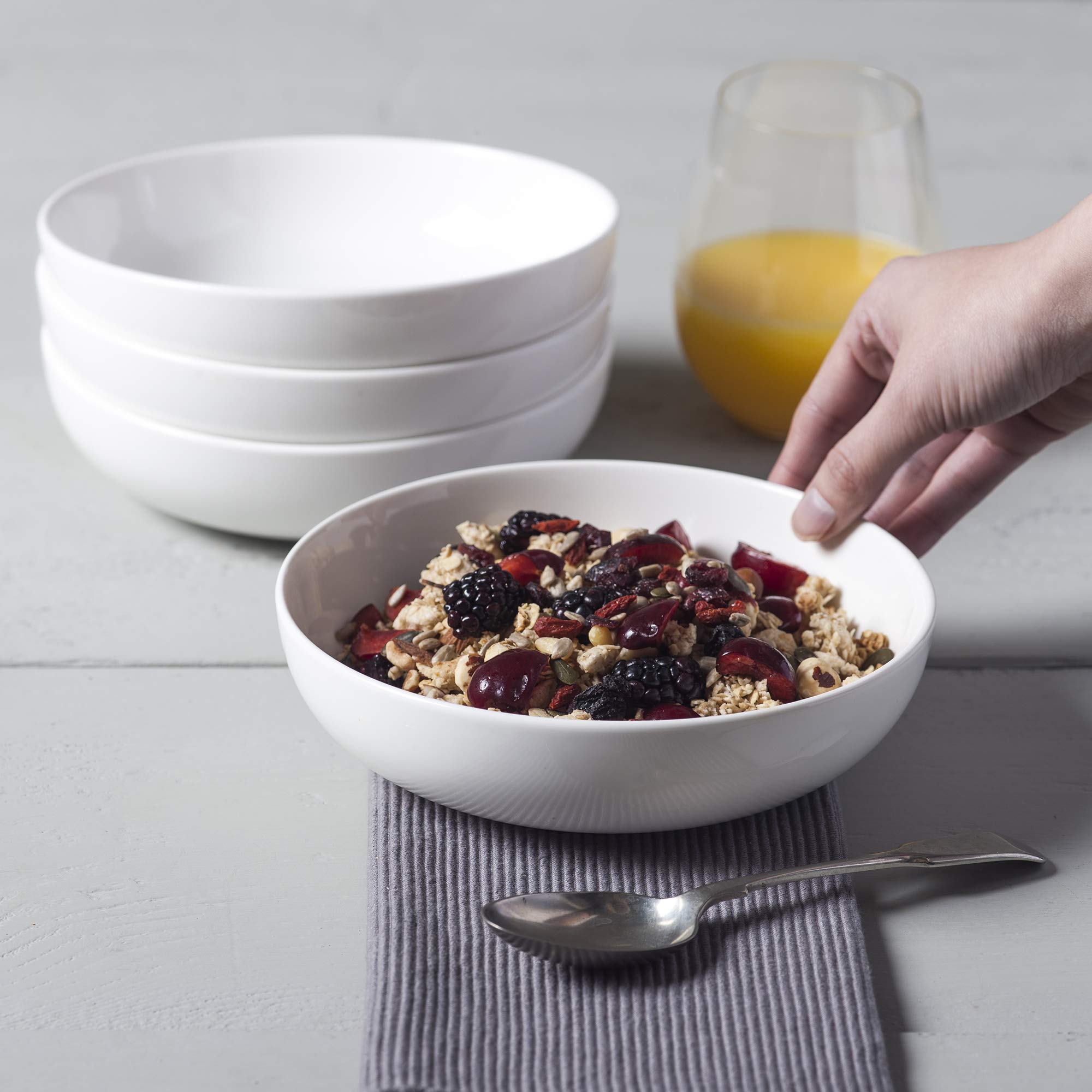 WM Bartleet & Sons 1750 TSET124 Juego Tradicional de 4 Sopa Individual de Porcelana, Cereal, Arroz, fideos, Ensaladera Cuenco, 18cm - Blanco
