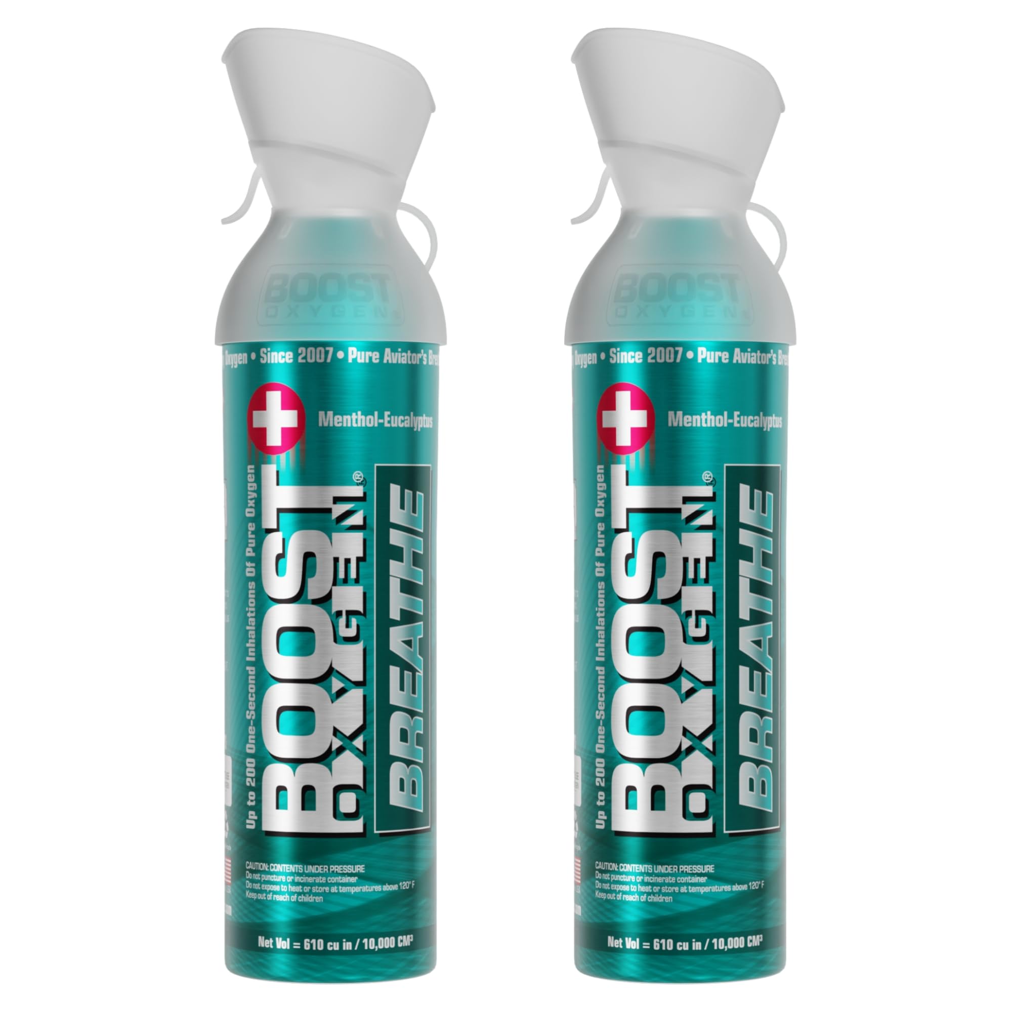 Boost Oxygen Large Breathe Menthol-Eucalyptus Aroma 10L Canister | Respiratory Support for Aerobic Recovery, Altitude, Performance & Health (2 Pack)