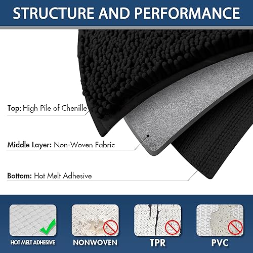 Miniatura 4 de Yimobra Alfombra de Baño, Alfombras de Baño de Chenille Afelpada de Lujo, Extra Suave y Gruesa, Absorbe Agua, Antideslizante, Lavable a Máquina,