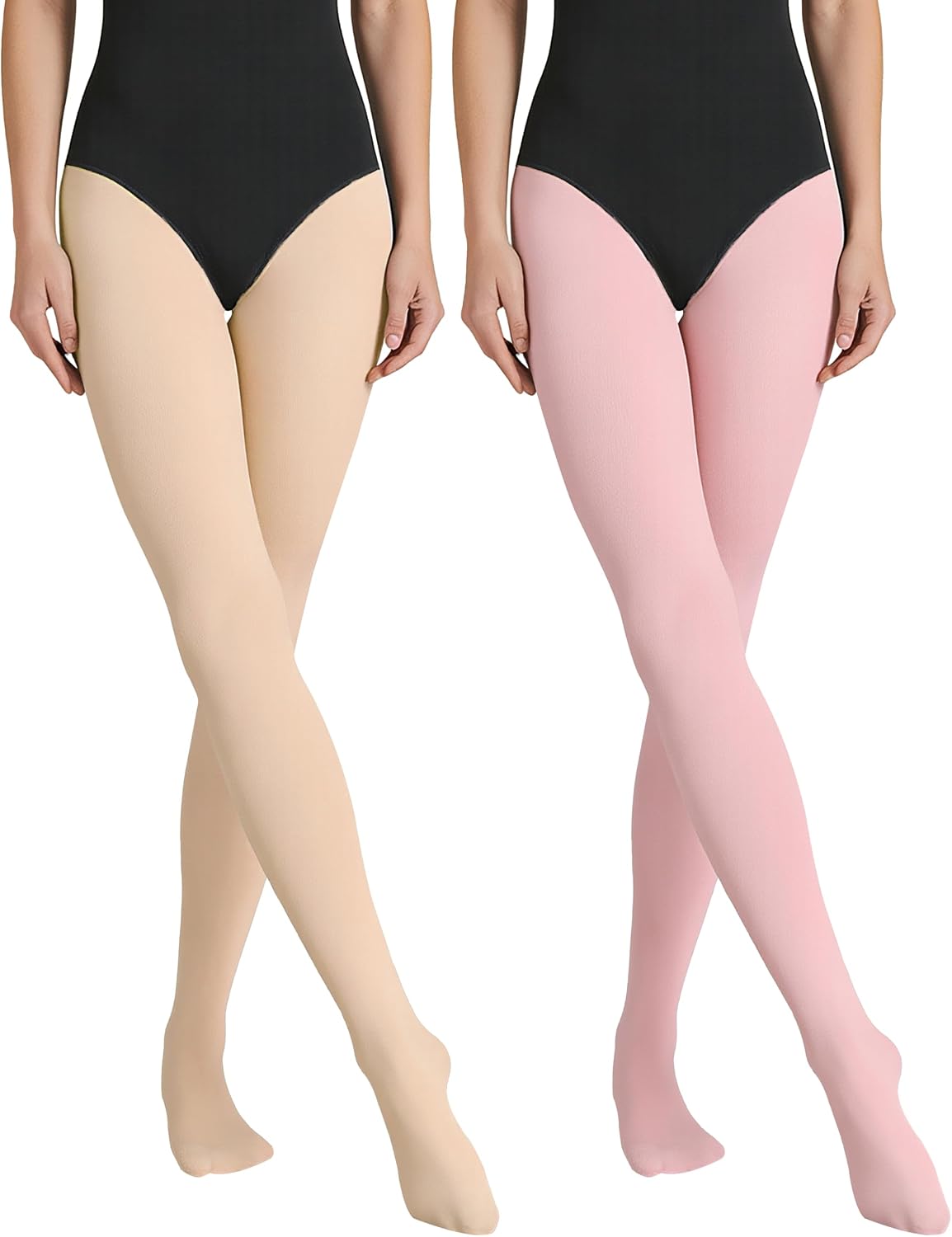 2 Pack Ballet Tights Women's Dance Tight Ultra Soft Footed Leggings Performance Dance Tights S-3XL