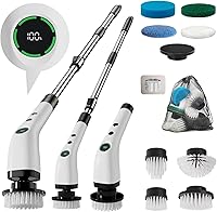 Swyprrix Cordless Electric Spin Scrubber IPX7 Waterproof, Adjustable 14-54" Handle, 8 Brush Heads for Bathroom Kitchen Windows - SD-CTB01