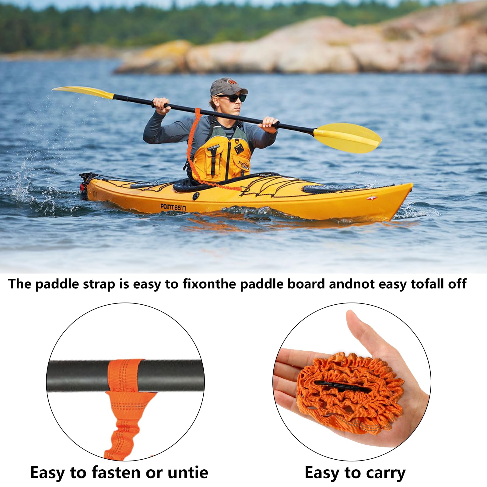 2 Pezzi Guinzaglio per pagaia per Kayak,1.5m Estensibile Kayak Paddle Leash con Moschettone per Canoa, Barca,Kayak