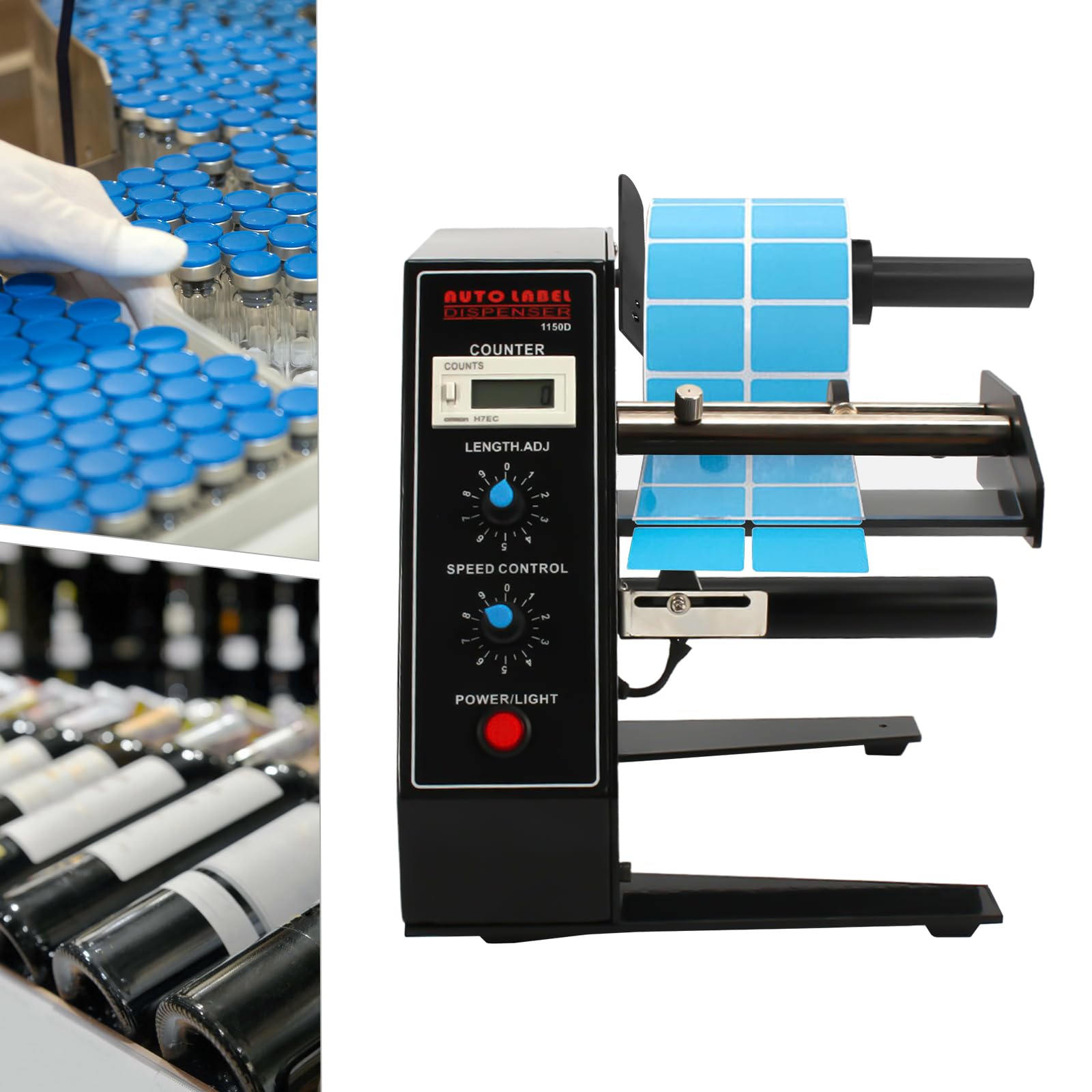 Distributore automatico di etichette: struttura in acciaio per etichette versatili, larghezza 10-115 mm, lunghezza 8-130 mm