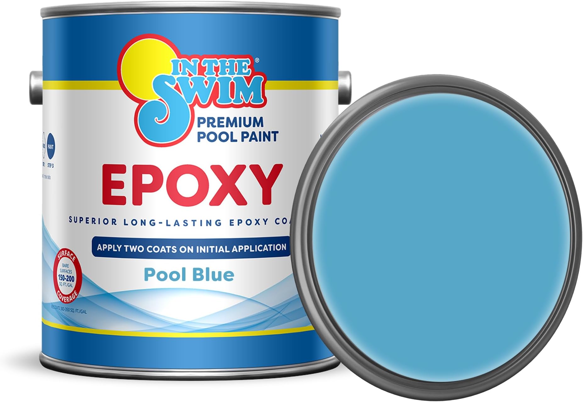 Pool Blue Epoxy Swimming Pool Paint - Epoxy-Base, High Gloss, Swimming Pool Paint - Long Lasting Stain Resistant - 1 Gallon