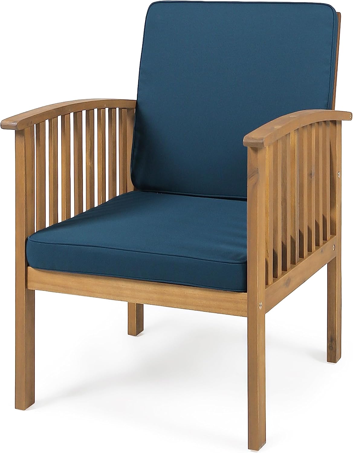 Great Deal Furniture Ray Acacia Outdoor Acacia Wood Club Chairs, Brown Patina and Dark Teal (Set of 2), (306224)