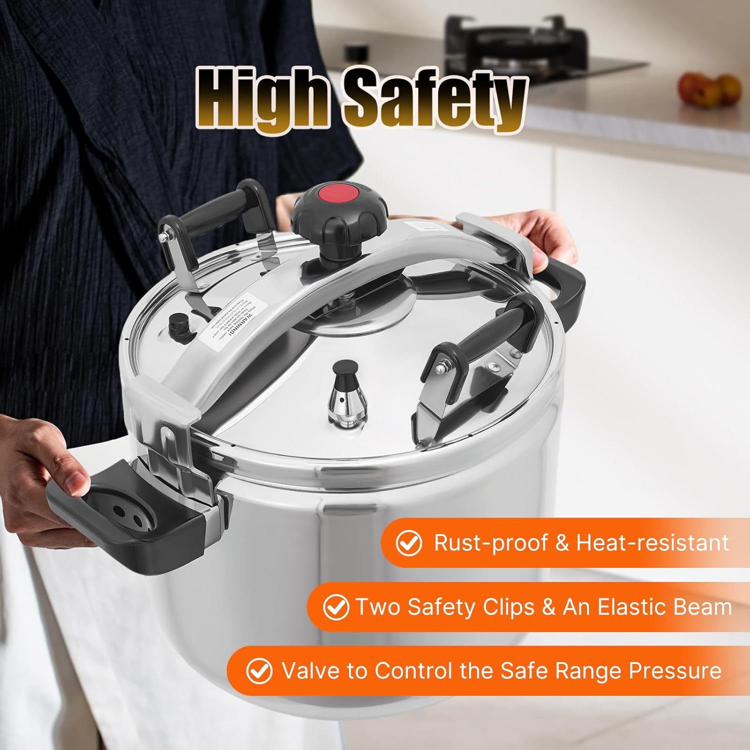 42 Quart Stainless Steel Pressure Cooker, Commercial Stove Top Pressure Cooker, Pressure Stewing Pot, Compatible with Gas & Induction Cooker