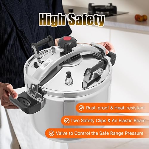Miniatura 4 de Olla a presión de acero inoxidable de 42 cuartos de galón, olla a presión superior de estufa comercial, olla de cocción a presión, compatible con