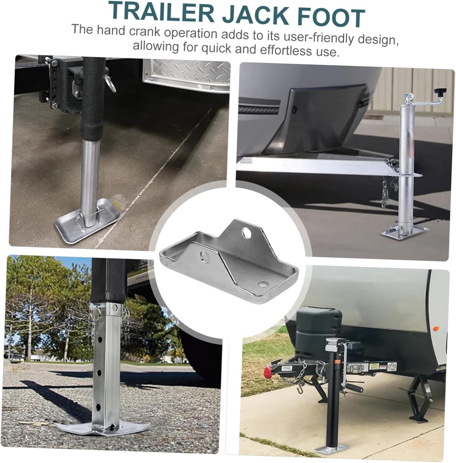 Trailer Jack Foot Bracket Set with Base Plate Trailer Jack Foot Plate Stabilizer for Recreational Vehicle Supports for Leveling and Load Distribution