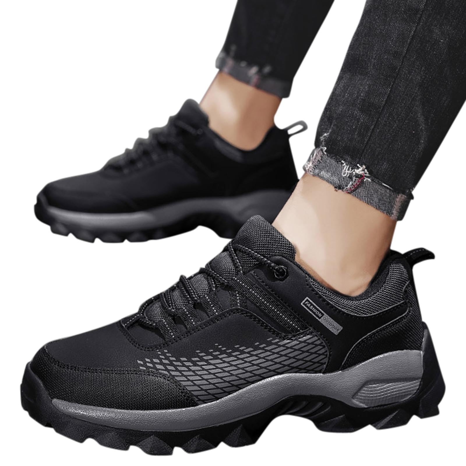 Wanderschuhe Herren Wasserdicht Leicht, Trekkingschuhe Leder Dämpfung