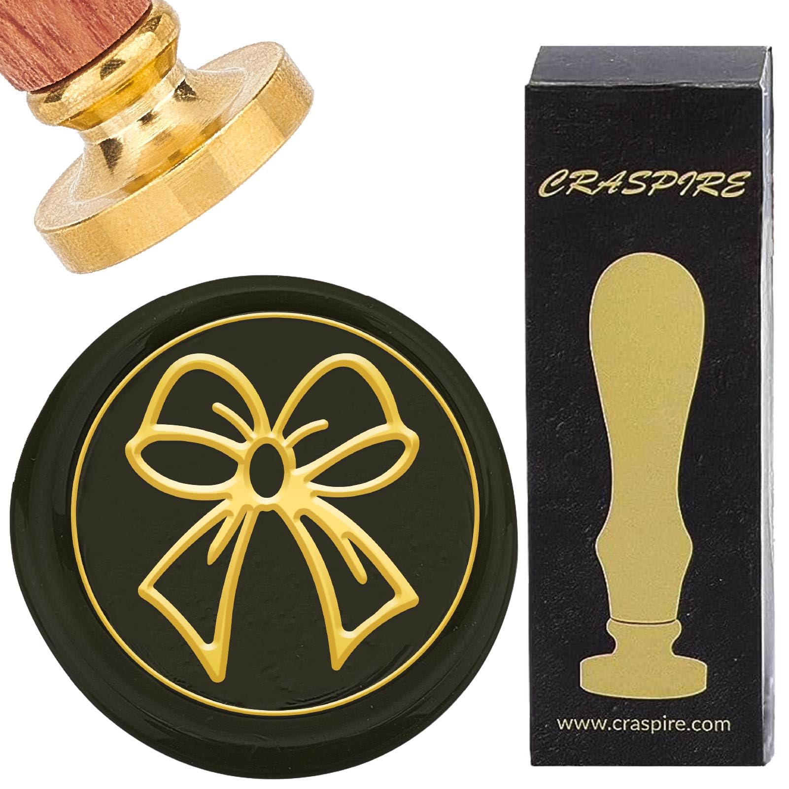 CRASPIRE Bowknot Wax Seal Stamp Sealing Wax Stamps 30mm Removable Brass Head Replacement with Wooden Handle for Envelopes Wedding Invitations Card Birthday Thanksgiving DIY Craft Gifts Wrapping