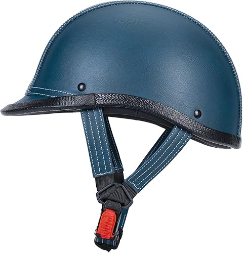 Miniatura 2 de Casco de motocicleta de cuero hecho a mano, casco retro de media cara para adultos, hombres y mujeres, casco ligero abierto 12 vintage para