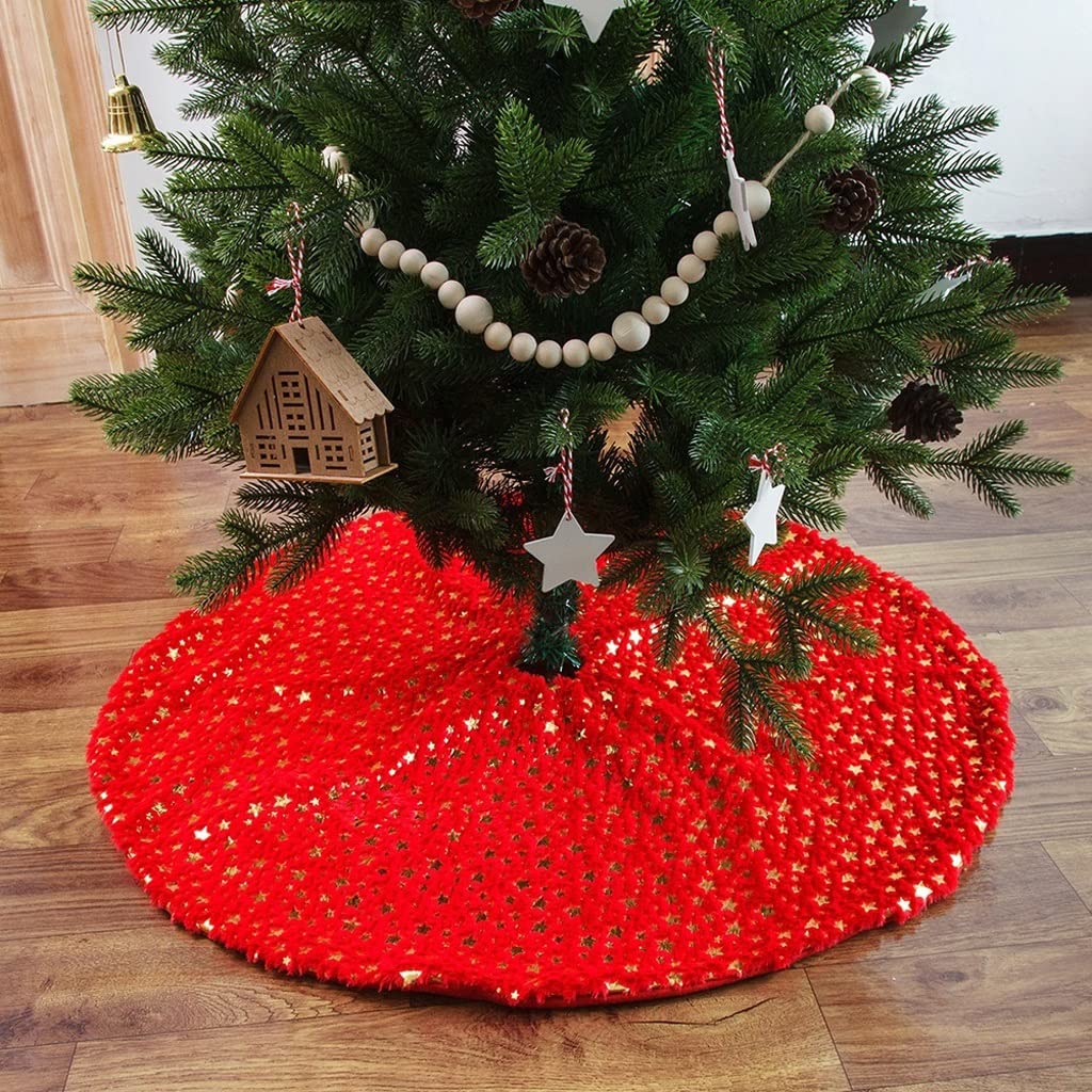 Spódnica pod Choinkę Spódnica Choinkowa Gwiazda drukowana choinki spódnica pluszowa xmas drzewo dywan mata Merry Christmas dekoracji ornament nowy rok wystrój domu prezent Spódnice pod Choinkę Mata po