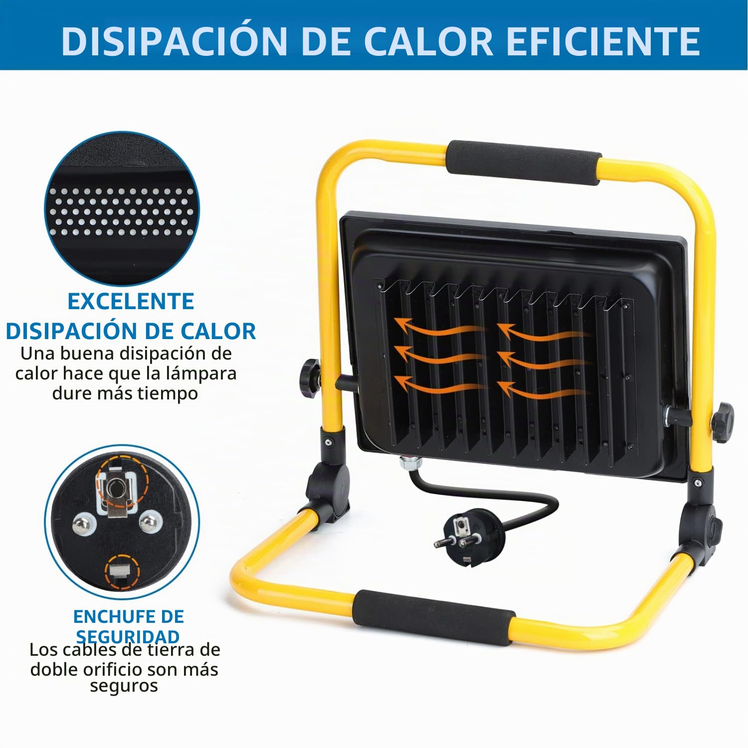 Aigostar Foco de Trabajo LED 100W,8800LM,Foco LED Portátil con Giratorio 360º,Impermeable,Soporte plegable,para Uso en Interiores y Exteriores,para Obra, Taller, Garaje,6500K Luz Blanca,2 piezas